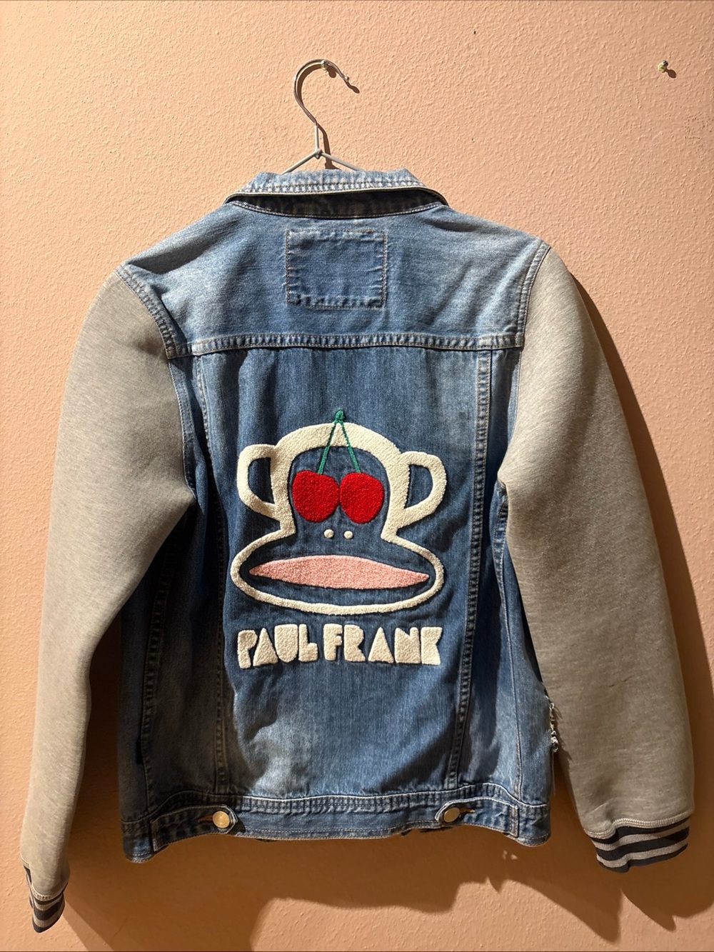 Paul Frank Denim Jacket Women’s Sz Medium embroidered Julius the Monkey logo